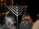 Menorah lighting Saturday night in front of the Eisenhower Library at the East Gate circle of the Johns Hopkins University Homewood Campus